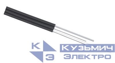 Кабель волоконно-оптический 9/125 одномод. 4 волокна усилен двумя стальн. проволоками FTTH с внешн. силовым элементом из стальн. проволоки внтур./внешн. -40-+60град.C LSZH черн. Cabeus 9696c