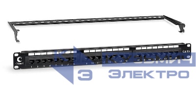 Патч-панель 19дюйм 1U 24 порта RJ45 кат.6A Dual IDC с задн. кабельн. организатором Cabeus 7651c