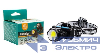 Фонарь налобный LED53401 аккум. 3.7В COB+LED 3.5Вт 4 реж. Type-C бокс черн. Camelion 15749