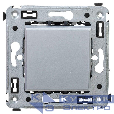 Выключатель 1-кл. 2мод. СП Avanti "Закаленная сталь" 16А сер. DKC 4404103