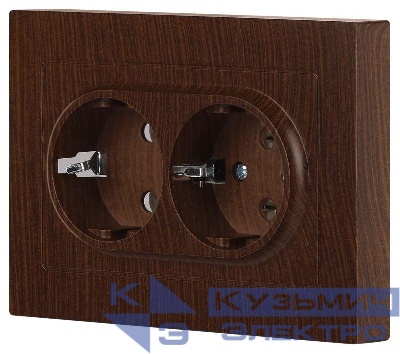 Розетка 2-м СП Accent 6-205-10 16А IP20 250В 2P+E Schuko AL/CU венге Intro Б0063502