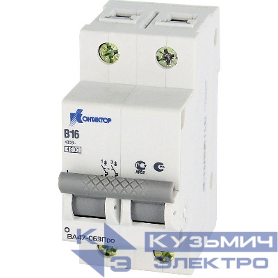 Выключатель автоматический модульный 2п C 1А 4.5кА ВА47-063Про Контактор 7000120