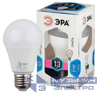 Лампа светодиодная A60-13W-840-E27 грушевидная 1040лм ЭРА Б0020537