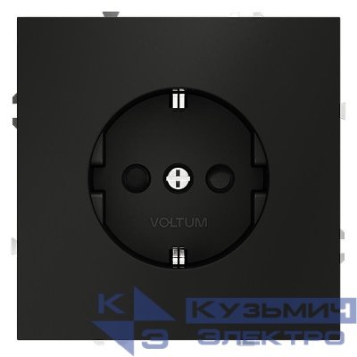 Розетка 1-м СП S70 16А с заземл. защ. шторки механизм черн. матов. Voltum VLS040208