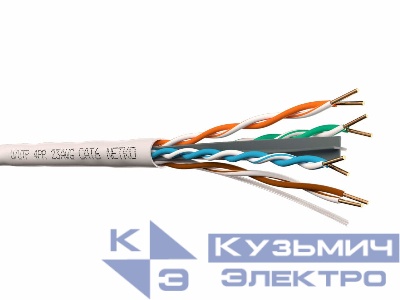 Кабель U/UTP4 cat.6, 4 пары 23 AWG BC, 305м, одножильный, неэкранированный, с крестовиной, 305м, серый, FLUKE TEST, NETKO Expert СКС