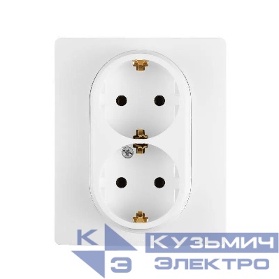 Розетка 2-м СП Etika 16А IP20 250В с заземл. без защ. шторок в сборе бел. IEK 672272