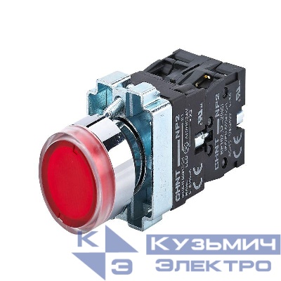 Кнопка управления NP2-BW3465 плоская 1НО+1НЗ AC/DC230В (LED) IP40 (R) красн. CHINT 574366