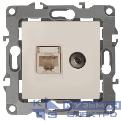 Розетка компьютерная + телевизионная Эра12 12-3110-02 RJ45 + TV IP20 сл. кость Эра Б0027442