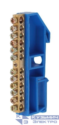 Шина N "ноль" на DIN-изол. ШНИ-6х9-12-Д NO-222-47 син. ЭРА Б0033428