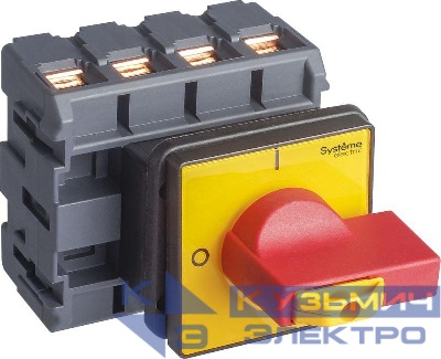 Выключатель-разъединитель 4п 100А IP20 с красн. рукоят. на дверцу 4 винта 1 замок SE MSD100460R