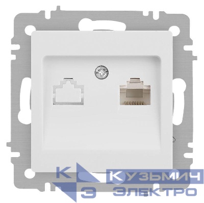 Розетка компьютерная 1-м СП Accent 6-303-01М RJ45 IP20 бел. матов. Intro Б0063625