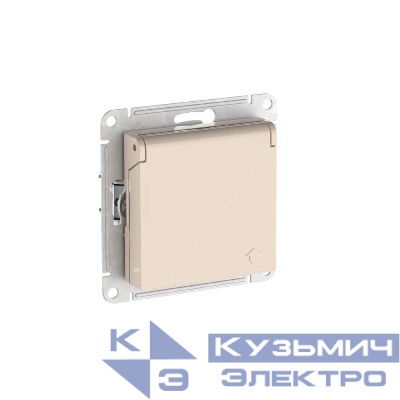 Розетка AtlasDesign 16А IP20 с заземл. защ. шторки с крышкой быстрозажим. клем. механизм беж. SE ATN000246S