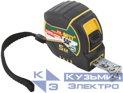 Рулетка Гранд 5мх19мм калибр. лента; нейлон. покрытие; магн. крючок; двойной стопор; прорезиненный корпус FIT 17325