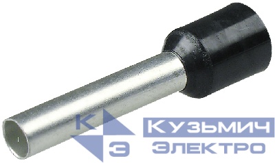 Штыревой втулочный кабельный наконечник E 1510 (НШВИ F=10мм) 1,5мм2, изолированный, черный, 100шт., NETKO Optima