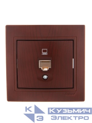 Розетка компьютерная 1-м СП Mira RJ45 16А IP20 вишня LEZARD 701-0601-139