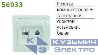 Розетка компьютерная + телефонная 2-м СП Classic POWERMAN 1151436