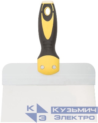 Шпатель фасадный нержавеющий профи прорезиненная ручка сметал. бойком 200мм FIT 06442