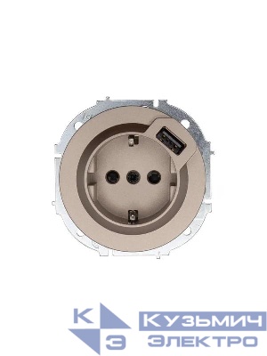 Розетка 1-м СП OSEN с заземл. + USB разъем механизм титан LEZARD 743-3788-181