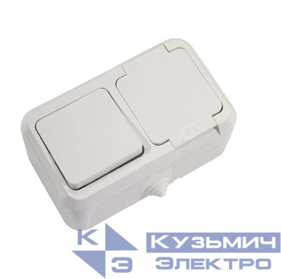 Блок ОП IP44 бел. (1кл. выкл.+роз/крыш) Makel 18350