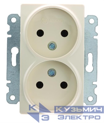 Розетка 2-м СП Lillium 10А без заземл. с панелью механизм крем. Makel 30010017