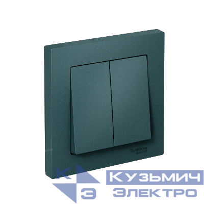 Выключатель 2-кл. AtlasDesign (сх. 6) 10AX быстрозажим. клем. в сборе изумруд SE ATN000852S