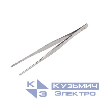 Пинцет прямой рифленый 200мм (блист.) Rexant 12-0368