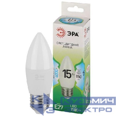Лампа светодиодная GREEN LINE B35-15W-840-E27 GL 15Вт свеча 4000К яркий свет бел. E27 Эра Б0067115
