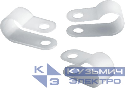 Скоба нейлоновая под винт 12мм OCC-12-100-WH бел. (уп.100шт) ОНЛАЙТ 90898