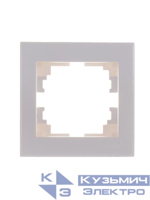 Рамка 1-м Rain горизонт. без вставки жемчуж./бел. метал. LEZARD 703-3030-146