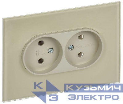 Розетка 2-м SKANDY 10А без заземл. без защ. шторок для плоской вилки SK-R03B беж. IEK SK-R20-10-K10