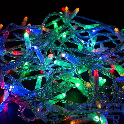 Гирлянда светодиодная "Нить" 10м 100LED мультиколор 10Вт 230В IP65 постоян. свечение провод ПВХ прозр. (нужен шнур питания 303-500-1) Neon-Night 305-189