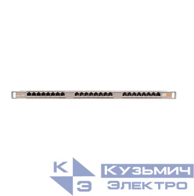 Патч-панель 19дюйм 0.5U кат.5E (класс D) полн. экранир. 24 порта 100МГц RJ45 (8P8C) 110/KRONE T568A/B с органайзером метал. NIKOMAX NMC-RP24SD2-HU-MT