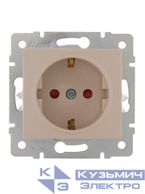 Розетка 1-м СП Karina с заземл. защ. шторки керамика механизм крем. LEZARD 707-0388-124