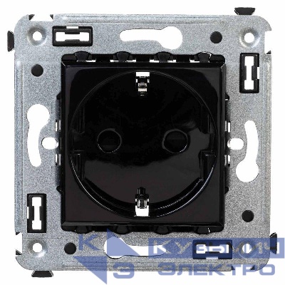 Розетка 1-м СП 2мод. Avanti "Черный квадрат" 16А IP20 2P+E защ. шторки черн. DKC 4402003
