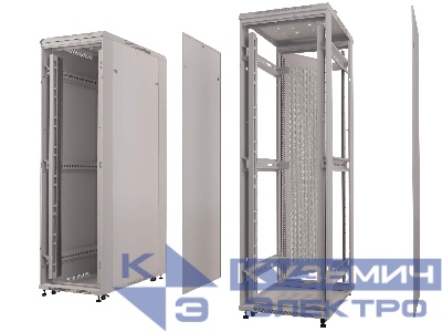 Шкаф напольный 37U серия Expert (600х800х1830), напольный, БЕЗ ПЕРЕДНЕЙ ДВЕРИ, серый, разобранный Netko (упакован в 3 коробки)