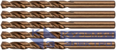 Сверло по металлу HSS с добавкой кобальта 5% Профи 8.0мм (уп.5шт) FIT 33980