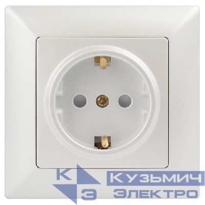 Розетка 1-м СП Solo 4-206-06 16А 250В IP20 2P+E Schuko с заземл. защ. шторки перламутр Intro Б0053686