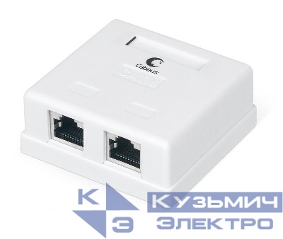 Розетка компьютерная 2-м ОП WS-8P8C-Cat.6-SH-2 RJ45 (8P8C) кат.6 экранир. Dual IDC Cabeus 7989c