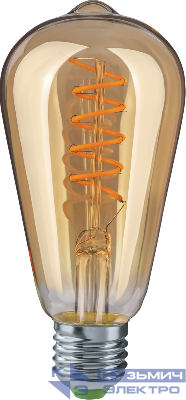 Лампа светодиодная 61 628 NLL-F-ST64-4-230-2.5K-E27-SPIRAL 4Вт грушевидная прозрачная 2500К тепл. бел. E27 180лм 176-264В Navigator 61628