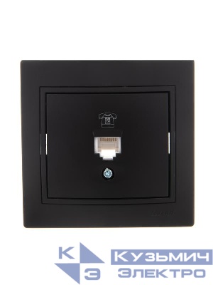 Розетка телефонная Mira RJ11 евро стандарт со вставкой черн. бархат LEZARD 701-4242-137