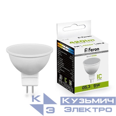 Лампа светодиодная LB-24 5Вт MR16 4000К G5.3 230В FERON 25126