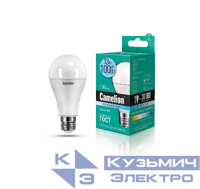 Лампа светодиодная LED13-A60/845/E27 13Вт грушевидная 4500К бел. E27 1085лм 220-240В Camelion 12046
