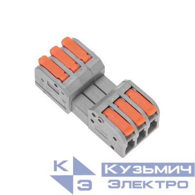 Клемма СМК 222-423R проходная разъемная 3 полюса сер. 0.2-2.5/4кв.мм Rexant 07-5263