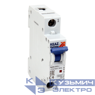 Выключатель автоматический модульный 1п B 1А 6кА OptiDin BM63-1B1-УХЛ3 КЭАЗ 257917