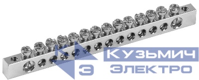 Шина PEN "земля-ноль" 6х9мм 14/2 Ni (14групп/крепеж по краям) IEK YNN11-14-100-N