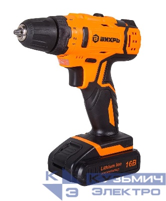 Дрель-шуруповерт аккумуляторная ДА-16Л-2КА с набором оснастки 65 предметов Вихрь 72/14/49