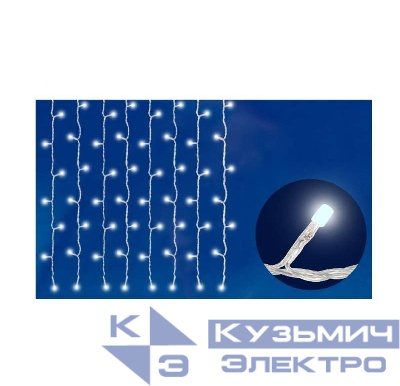 Занавес светодиодный ULD-C1515-160/TWK WHITE IP67 с эффектом мерцания 1.5х1.5м соединяемый 160LED бел. свет провод бел. Uniel UL-00001355