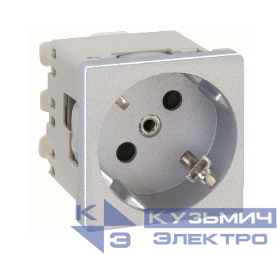 Розетка 1-м СП 2мод. Simon Connect 16А 250В с заземл. модуль K45 безвинтов. клеммы механизм алюм. Simon K11-8