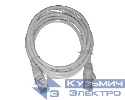 Патч-корд UTP4 cat 5e, 2,0м, BC, LSZH, серый, литой коннектор NETKO Optima
