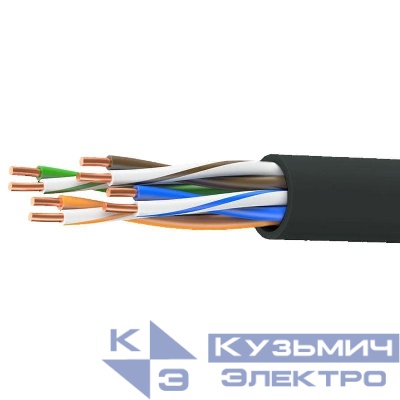 Кабель витая пара кат. 5E неэкранированный U/UTP 4 пары нг(А)-HF для внеш/внутр. прокладки коробка 305м черн. DKC RN5EUUK01UBK